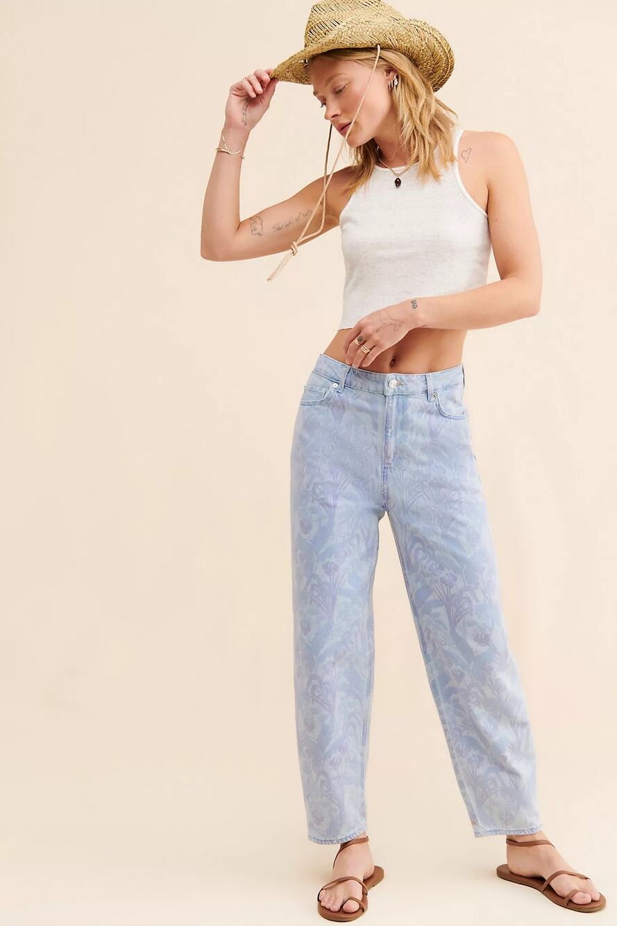 Scotch & Soda The Tide Floral Print Barrel Leg Jeans 31/32 Light Wash